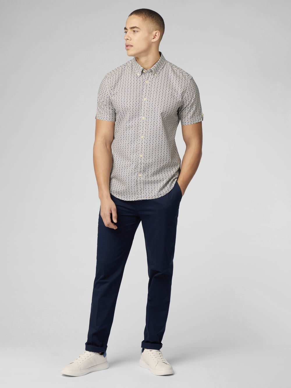 Chemises Ben Sherman Geo Wave Denim Bleu | CBN-06175395